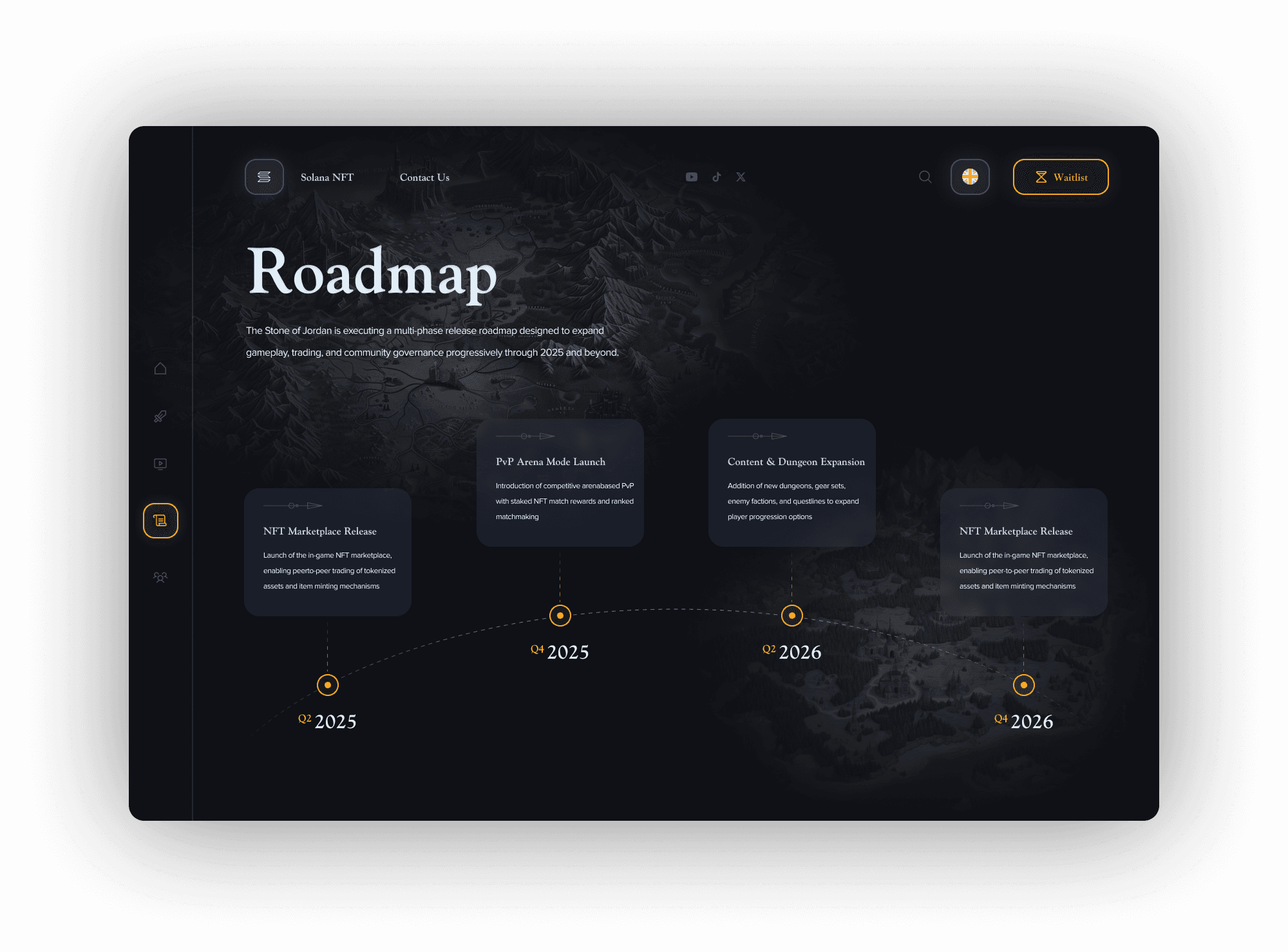 Stone of Jordan roadmap page, presented as part of the website design.